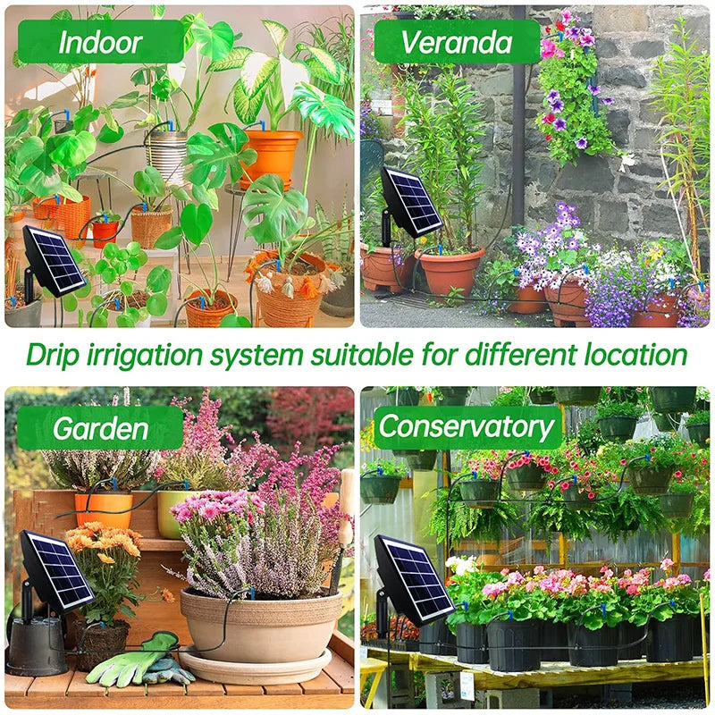 Solar Irrigation System for Garden Plant Automatic Drip Irrigation System DIY Garden Watering System Drip Hose Irrigation