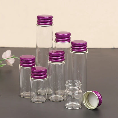 10PCS/lot  5/7/10/14/18/20/26ML Tiny Glass Jars Bottles Screw Cap Storage Jar Mini Containers GLASS Transparent Vial Bottles