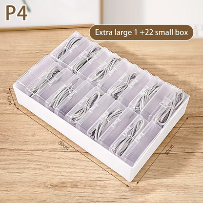 1Set Data Cable Storage Box Cable Organizer Bag With Power Charging Cable Management And Desktop Cable Management Organization