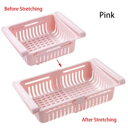 Fridge Organizer Storage Box Extendable Refrigerator Chest Shelf Home Storage Case Plastic Cabinet Shelves