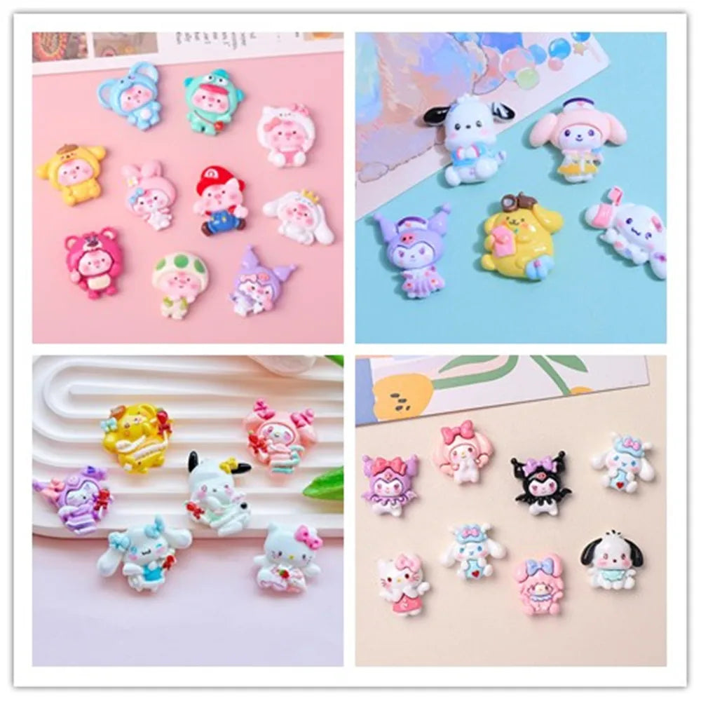 100pcs Cartoon porker Sanrio diy resin accessories accessories handmade hairpins mobile phone cases headwear supplies