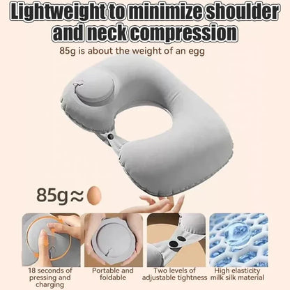 Inflatable Travel Neck Pillow U-shaped Cervical Orthopedic Protection Pillow Outdoor Portable Foldable Pillow Travel Essentials