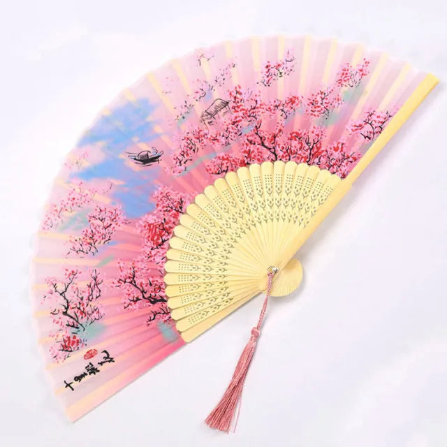 Bamboo Folding Fan Silk Chinese Fan Hand Women Black Fan Summer Female Dance Home Decoration Party Gift Home Ornament Fan Black