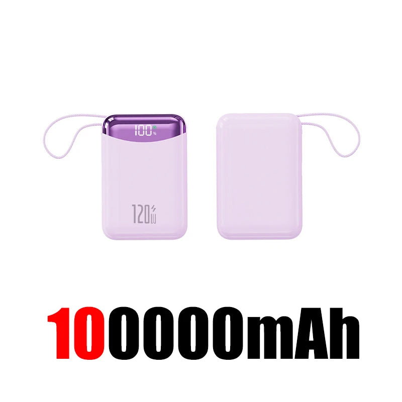 120W Power Bank With Charging Cables 100000mah Large Capacity Portable External Battery For Multi Phones Emergency Supply