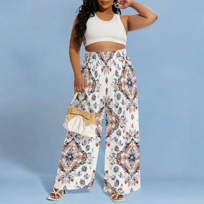 2025 Spring Palazzo Pants for Women High Waisted Wide Leg Stretchy Loose Fit Casual Trousers Party Pants with Pocket