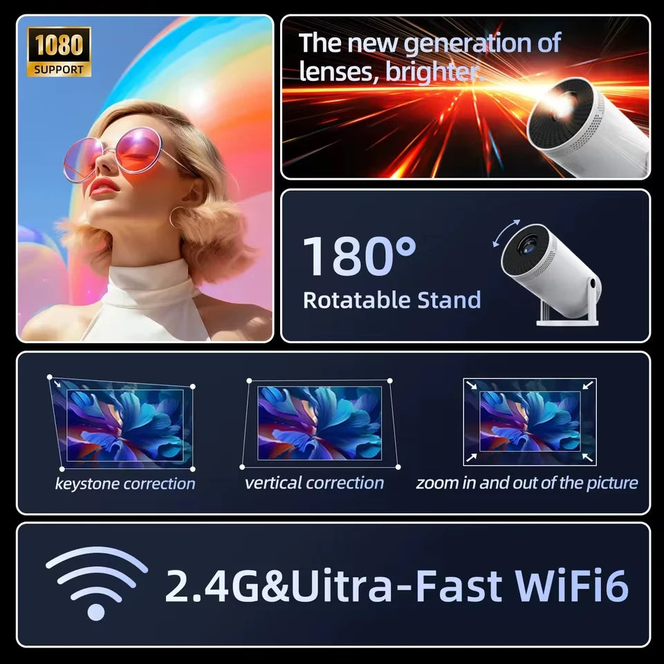 2025 Hot New Projector 4K Bluetooth 5.0 Dual Wifi6 260ANSI All Winner Support 1080P 1280*720P Mini Home Cinema Outdoor Projetors