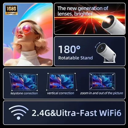 2025 Hot New Projector 4K Bluetooth 5.0 Dual Wifi6 260ANSI All Winner Support 1080P 1280*720P Mini Home Cinema Outdoor Projetors