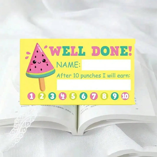 50pcs Cartoon Reward Cards Student Punch Cards for Business Classrooms Student Teacher Rewards Cards