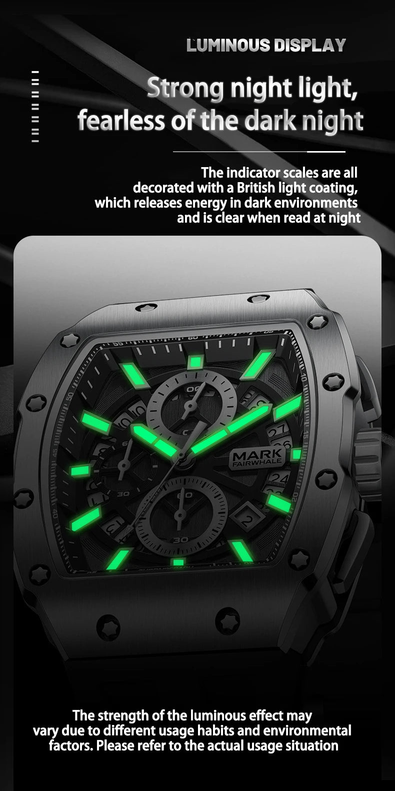 UTHAI CQ241 Original replica watch men's watch fluorescent waterproof men's watch barrel shaped quartz watch