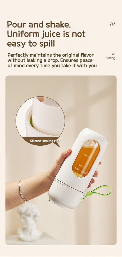 Portable Electric Blender Cup for Smoothies, Shaved Ice, and Juices - 12-Blade Stainless Steel with Wireless Charging Function