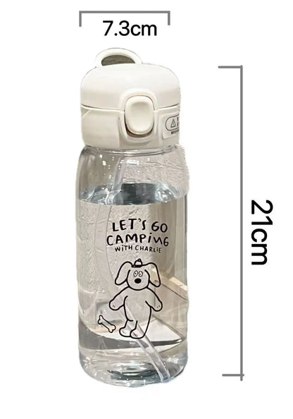 Plastic Water Bottle Water Cup With Straw Simple Large Capacity Portable Drop Resistant And Portable Cup Cartoon Ice Suction Cup