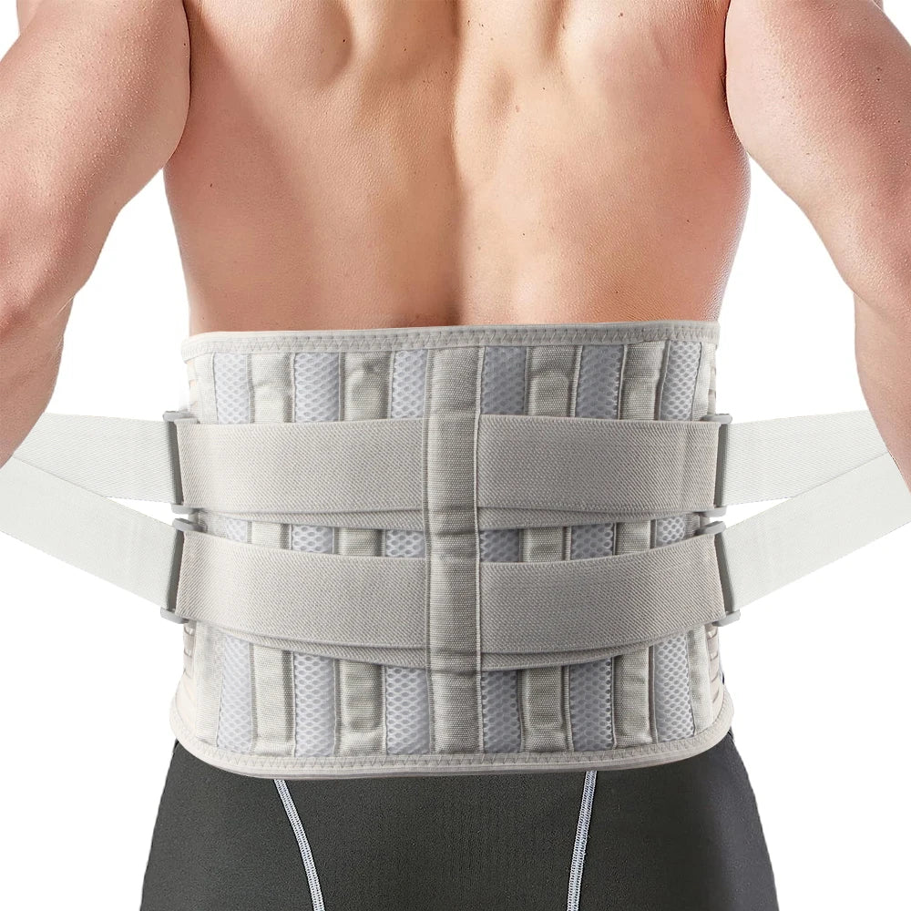 Back Brace for Men Women Lower Back Pain Relief with 6 Stays, Adjustable Back Support Belt for Work, Anti-skid Lumbar Support