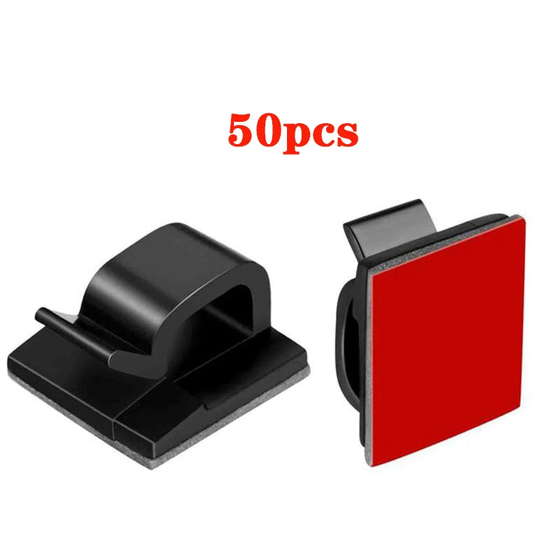 50pcs Car Cable Clips Self-Adhesive Cord Management Wire Holder Organizer Clamp Self-adhesive Light Clips Car Wire Clip