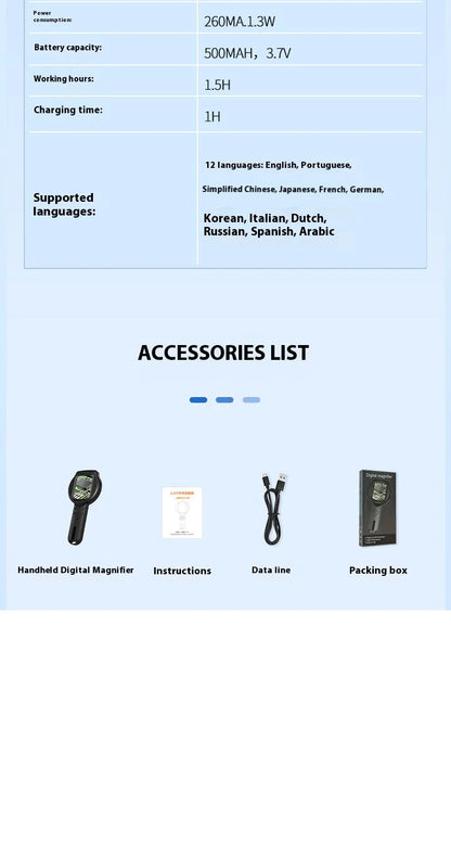Industrial Electron Microscope, High-Definition Digital Electronic Magnifying Glass, Children's Portable