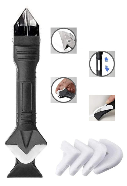 Silicone Caulking Tool 5 in 1 Multi-function Scraper Tool Grout and Caulk Removal Tool for Bathroom Kitchen Floor Window Sink