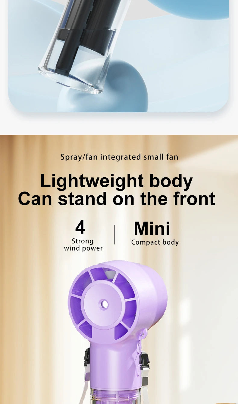 Mini Handheld Fan Portable Misting Fans Adjustable Handheld Fan for Commuters Water Humidifier Cooling Gadget