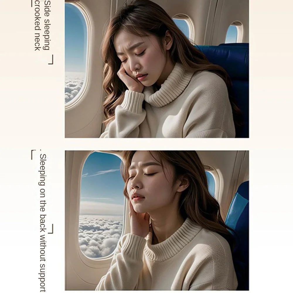 Pressed Inflation Inflatable Travel Pillow Lightweight Comfort U-shaped Pillow Head Neck Support with Storage Bag