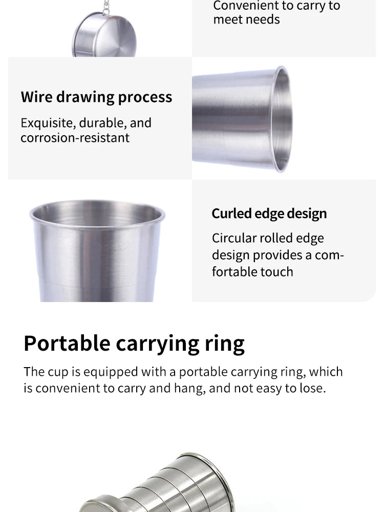 Outdoor Portable Outdoor Camping Portable Metal Stainless Steel Telescopic Cups Folding Cups Drinks Cups.