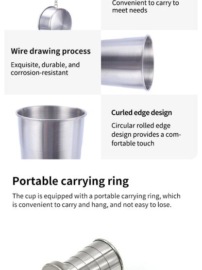 Outdoor Portable Outdoor Camping Portable Metal Stainless Steel Telescopic Cups Folding Cups Drinks Cups.