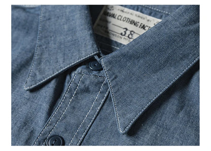 Bronson Repro USN Chambray Work Shirt Rugged Men's Selvedge Workwear Light Blue