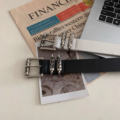 New retro Female Subculture Belt Punk Decorated Jeans Belt Personality Belt White Belt