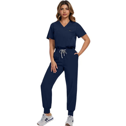 Surgical Scrubs Unisex - Quick-Dry Dental Clinic & ER Workwear Split Set W/Short Sleeve & Anti-Microbial 6 Pockets