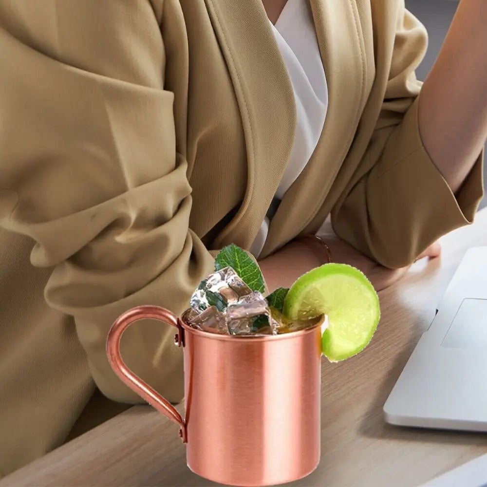 16OZ Pure Copper Cup Straight Handcrafted Moscow Mule Mugs Brushed Appearance Smooth Finish Mug Cup Mules Cocktails Coffee Beer