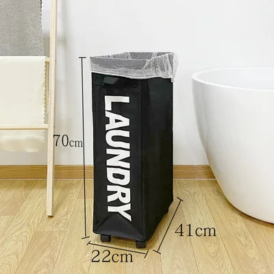 62L Slim Laundry Baskets Organizers Handles Rolling Washing Bin for Bedrooms, Living Room, Bathroom