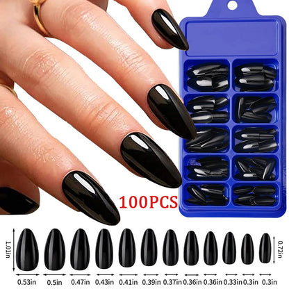 576pcs/Box Colorful Fake Nails Black Red Design Fake Nail Oval Short Square Press On False Nails Mixed Full Cover Nail Tips