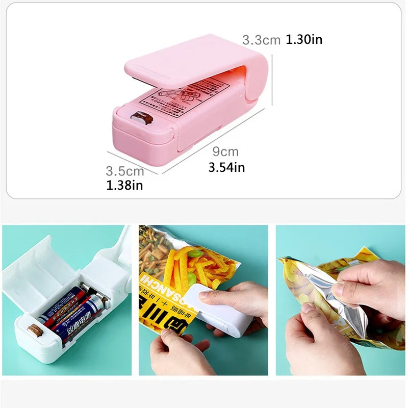 Portable Bag Heat Sealer Plastic Package Storage Bag Clip Mini Sealing Machine Handy Sticker Seal For Food Snack Kitchen Gadgets
