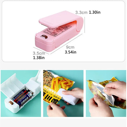 Portable Bag Heat Sealer Plastic Package Storage Bag Clip Mini Sealing Machine Handy Sticker Seal For Food Snack Kitchen Gadgets
