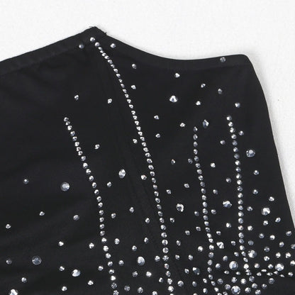 CM.YAYA Diamonds Hot Rhinestones Strapless Women Sleeveless Long Dress 2025 Spring Birthday Party Evening Prom Maxi Dresses