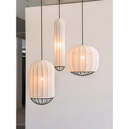 Japanese Lantern Lamp Modern Fabric Pendant Lamp For Living Room Homestays Corridors Staircase Decorative LED Cloth Hanging Lamp