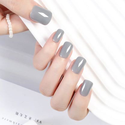 Short Full Press on Nails 24 Pcs False Nails Set Stick on Nails High Quality Reusable Fake Nails Solid Color Design Nail Art