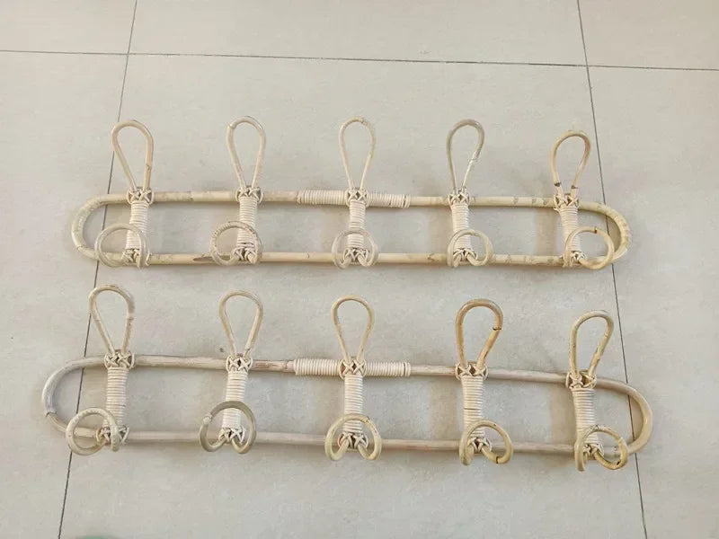 Rattan Wall Hooks Rattan Hanger Kids Garments Organizer Rack Clothes Hat Hanging Hook Kids Room Decor Hangers Clothing Storage