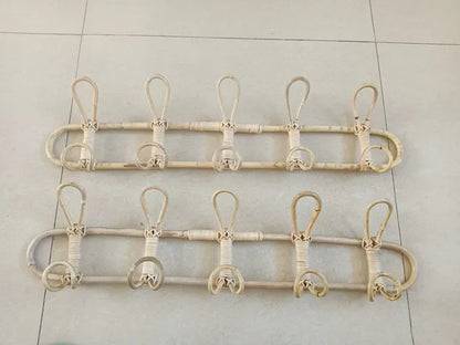 Rattan Wall Hooks Rattan Hanger Kids Garments Organizer Rack Clothes Hat Hanging Hook Kids Room Decor Hangers Clothing Storage