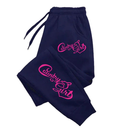 The Country Girl Printing  Pants Woman Drawstring Pocket Sweatpant Sport Fashion Joggers Casual Autumn Joggers