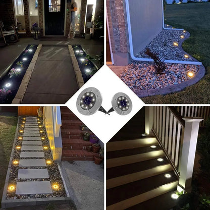 8/20LED Solar Power Disk Light Outdoor Garden Solar Underground Light Deck Light Spotlight Buried Solar Led Lamp Garden Decor