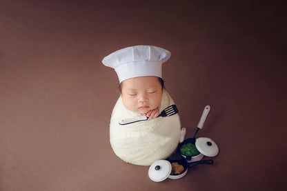 Bebe Hat Newborn Photography Chef Hat Mini Kitchen Utensils And Appliances Suit Infant Theme Photography Accessories