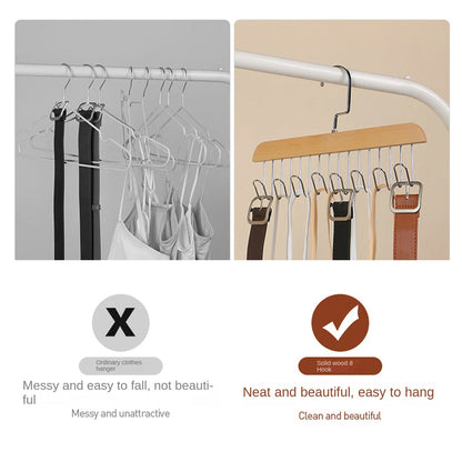 1/2/3pcs wooden new multifunctional hook hanger, bra strap storage, including 8 hooks, suitable for home and dormitory use