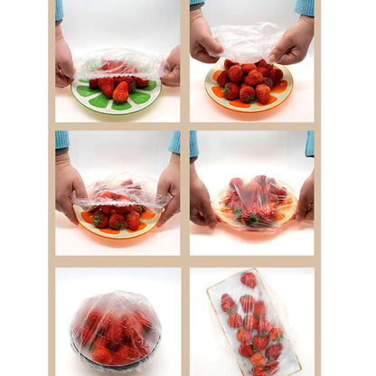 Y51A-200Pcs Reusable Food Keep Fresh Storage Covers Elastic Clear Bowl Covers Dish Plastic Covers For Family Outdoor Picnic