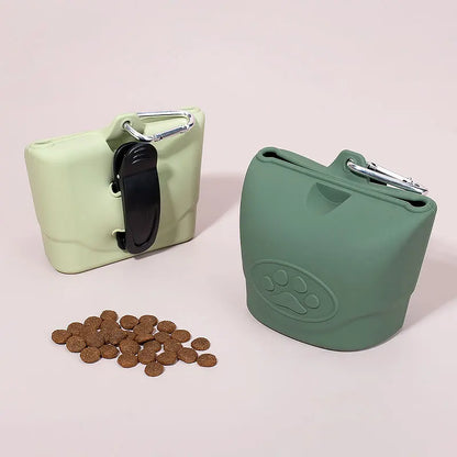 Silicone pet feeding bag, pet supplies, silicone dog food bag, silicone bag manufacturer, portable outdoor dog training bag