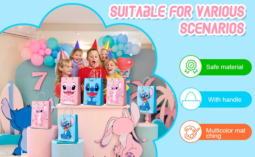 Stitch Party Gift Bags-16pcs Stitch Party Favor Bags/Stitch Party Gift Treat Bags/Stitch Goodie Bag for Stitch Party Decorations