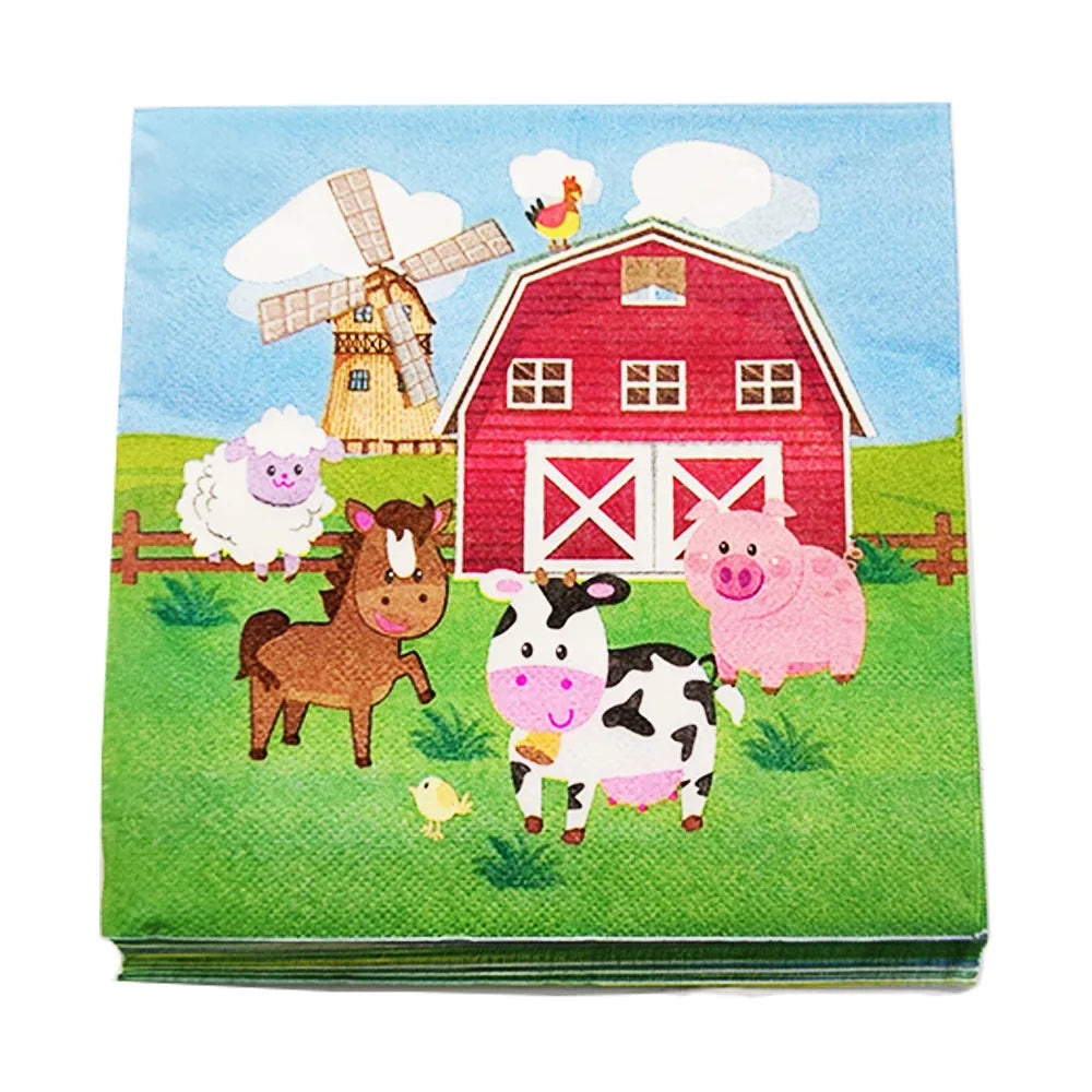 Farm Animals Paper Napkins  Farm Dessert Napkins Disposable Paper Napkin Baby Shower Party Decor Farm Themed Birthday Supplies