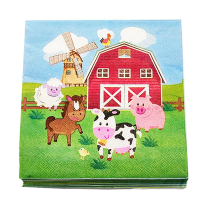 Farm Animals Paper Napkins  Farm Dessert Napkins Disposable Paper Napkin Baby Shower Party Decor Farm Themed Birthday Supplies
