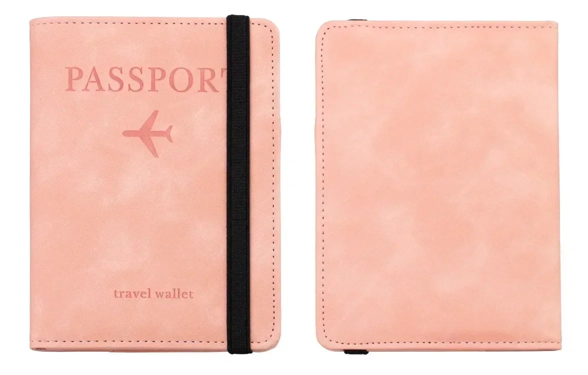 RFID Blocking Leather Card Case Passport Holder Cover Wallet Travel Accessories for Women Men