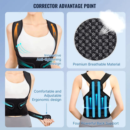Back Brace and Posture Corrector for Women Men, Adjustable & Lightweight - Scoliosis & Hunchback Correction, Relief Back Pain