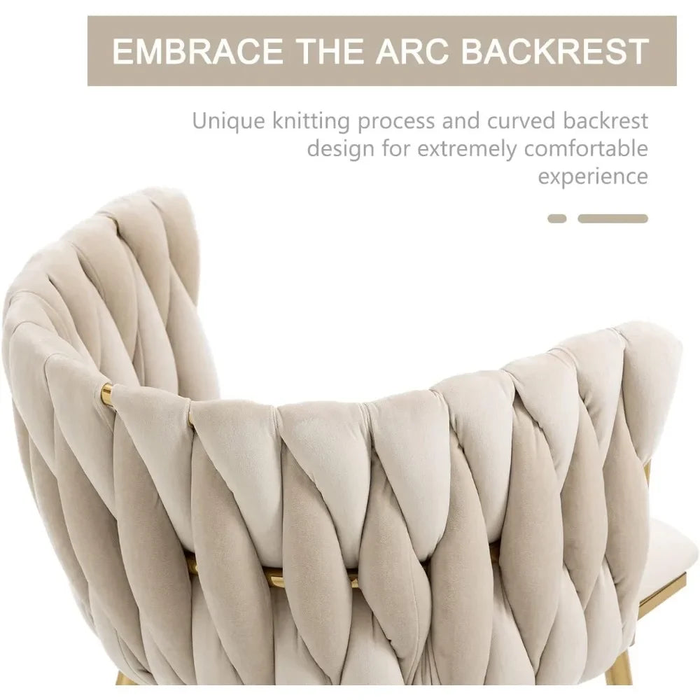 Modern Velvet Dining Chair with Gold Metal Legs, Set of 4 Luxury Tufted Dining Chairs for Living Room, Dining Chair