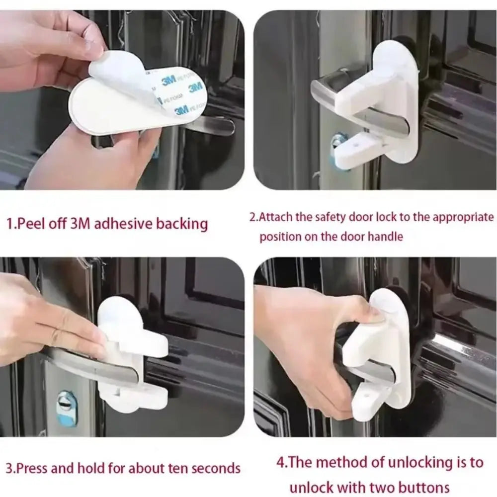 Childproof Anti-theft Door Stopper for Girls Easy-Install White Baby Safety Door Lock Universal Child Protection Locks Windows