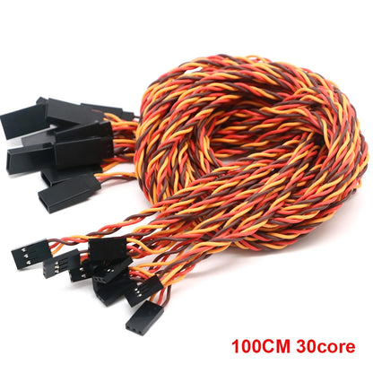 10pcs 10 / 15 / 30 / 50 / 100cm Servo Extension Cable 30 / 60 core For Futaba JR Anti-interference Servo For RC Helicopter Part/